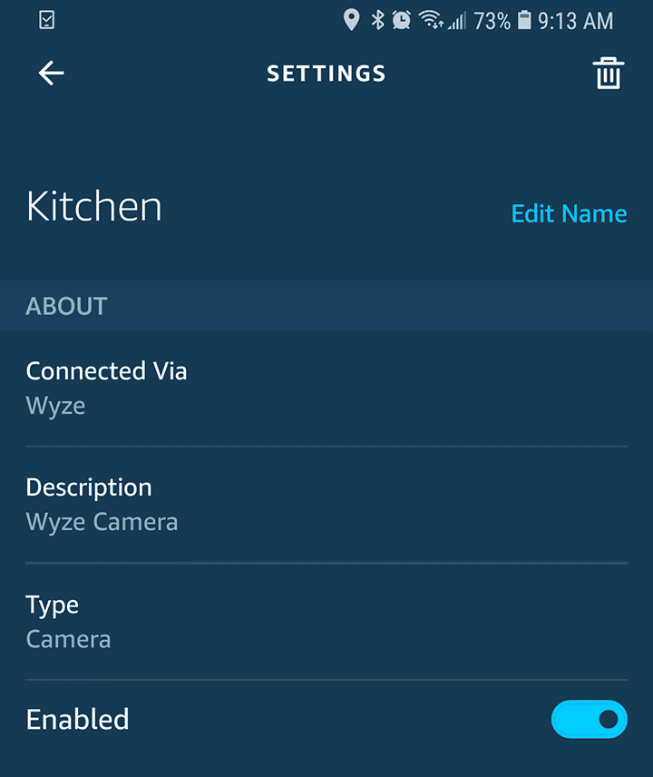 Wyze Cam Enabled on Alexa