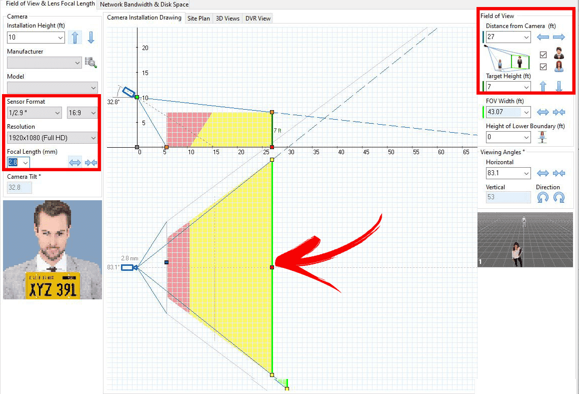 Wyze cam field of view calculation 27 feet away