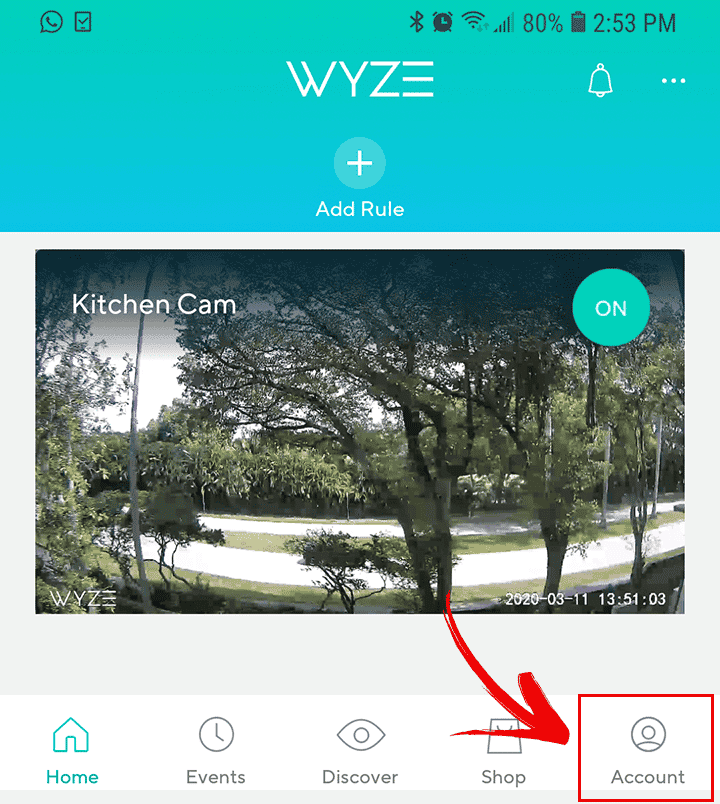 Wyze Cam Menu