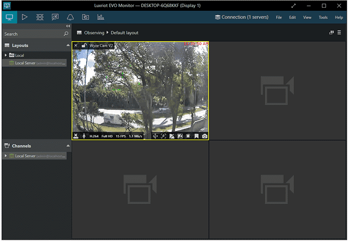 Wyze Cam on Luxriot Evo Monitor