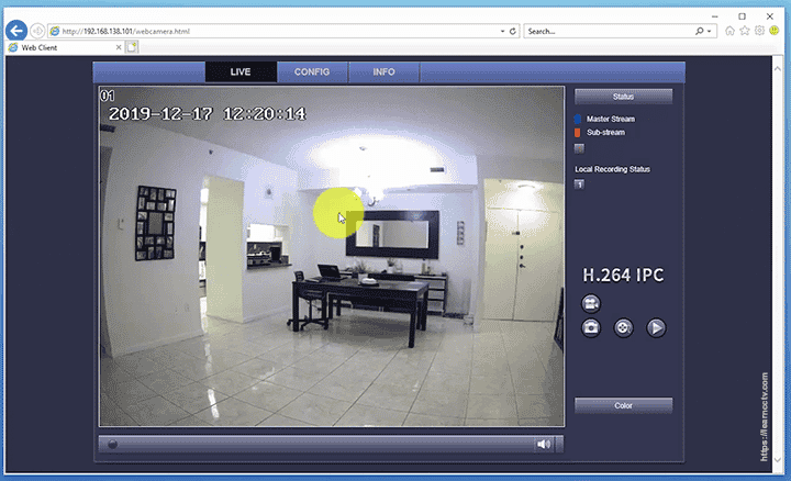 Zosi IP camera live video via web browser